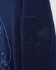 Men's Navy Loop-Back Cotton Sweatshirt, with Casual Society Embossed Micro-Leather and Velvet Emroidery