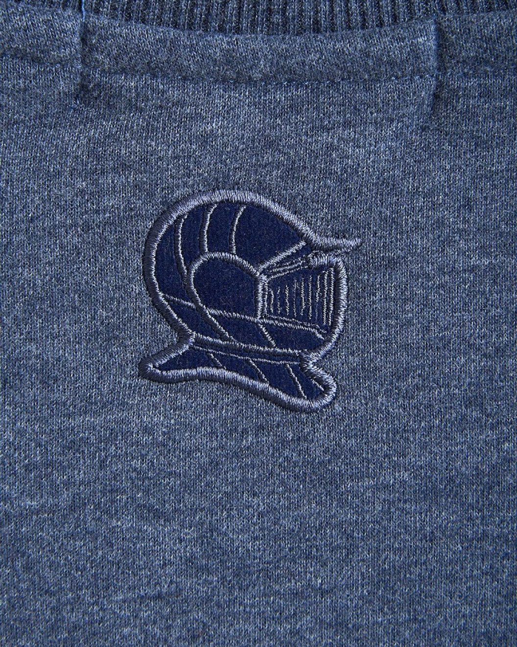 Men's Blue Loop-Back Sweatshirt, with Casual Society Micro-Leather Applique and Embossed Embroidery