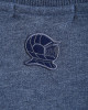 Men's Blue Loop-Back Sweatshirt, with Casual Society Micro-Leather Applique and Embossed Embroidery