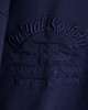 Men's Navy Loop-back Cotton Sweatshirt Parka, with Casual Society Logo in Micro-Leather Embossed Embroidery