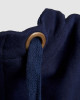 Men's Navy Loop-back Cotton Sweatshirt Parka, with Casual Society Logo in Micro-Leather Embossed Embroidery