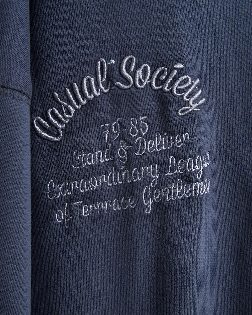 Men's Grey Loop-back Cotton Sweatshirt Parka, with Casual Society Logo in Micro-Leather Embossed Embroidery