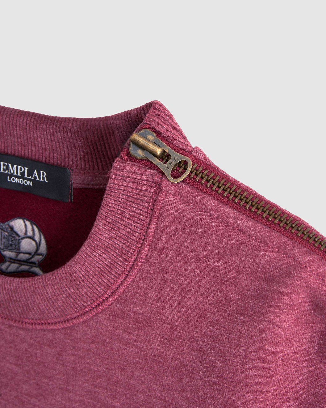 Men's Bordeux Loop-Back Sweatshirt, with Casual Society Micro-Leather Applique Embossed Embroidery