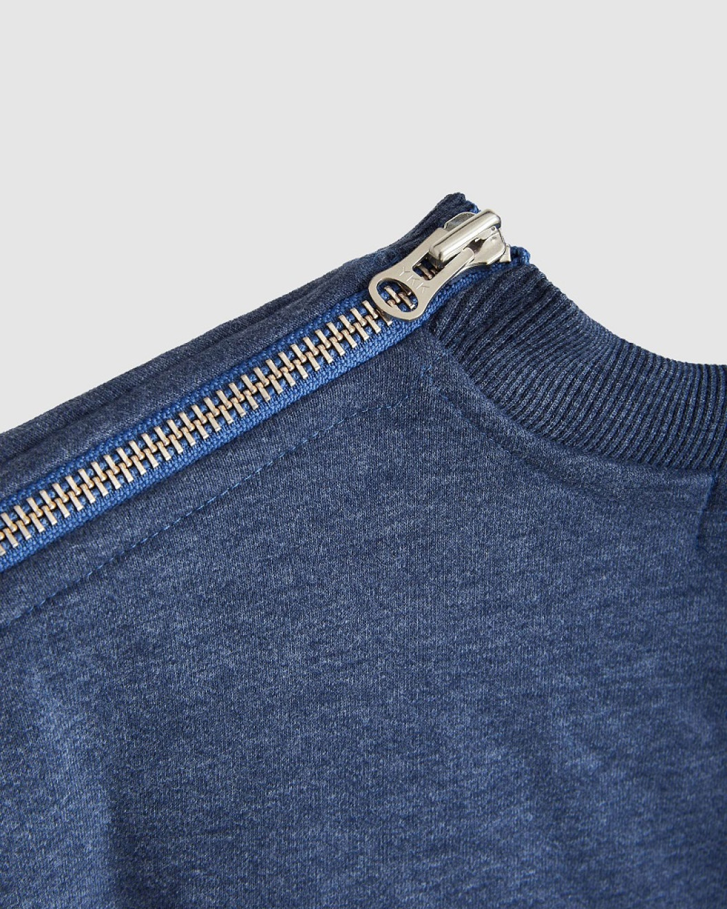 Men's Blue Loop-Back Sweatshirt, with Casual Society Micro-Leather, Applique Embossed Embroidery