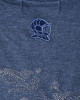 Men's Blue Loop-Back Sweatshirt, with Casual Society Micro-Leather, Applique Embossed Embroidery