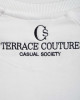 Men's White Loopback Sweatshirt with Casual Society Micro-Laminate and Velvet Applique Embroidery