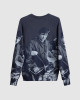 Men's Grey Melange Loop-Back Sweatshirt, Quadrophenia Print and Embossed Velvet Embroidery