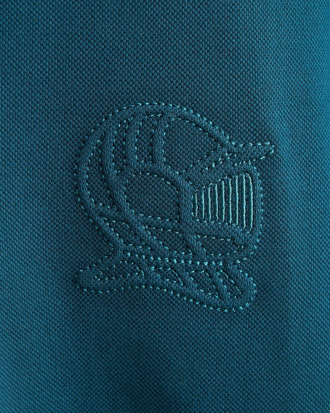 Men's Teal Polo, with Geometric Panel Tailoring and Embossed Casual Society Logo