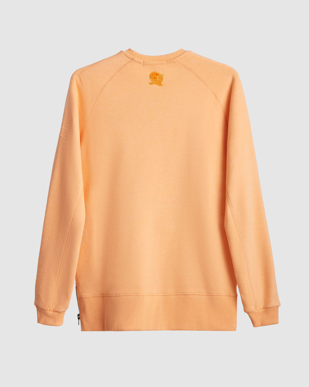 Mens, Pastel Orange Loop-Back Cotton Sweatshirt, with Casual Society Embossed Micro-Leather and Velvet Emroidery