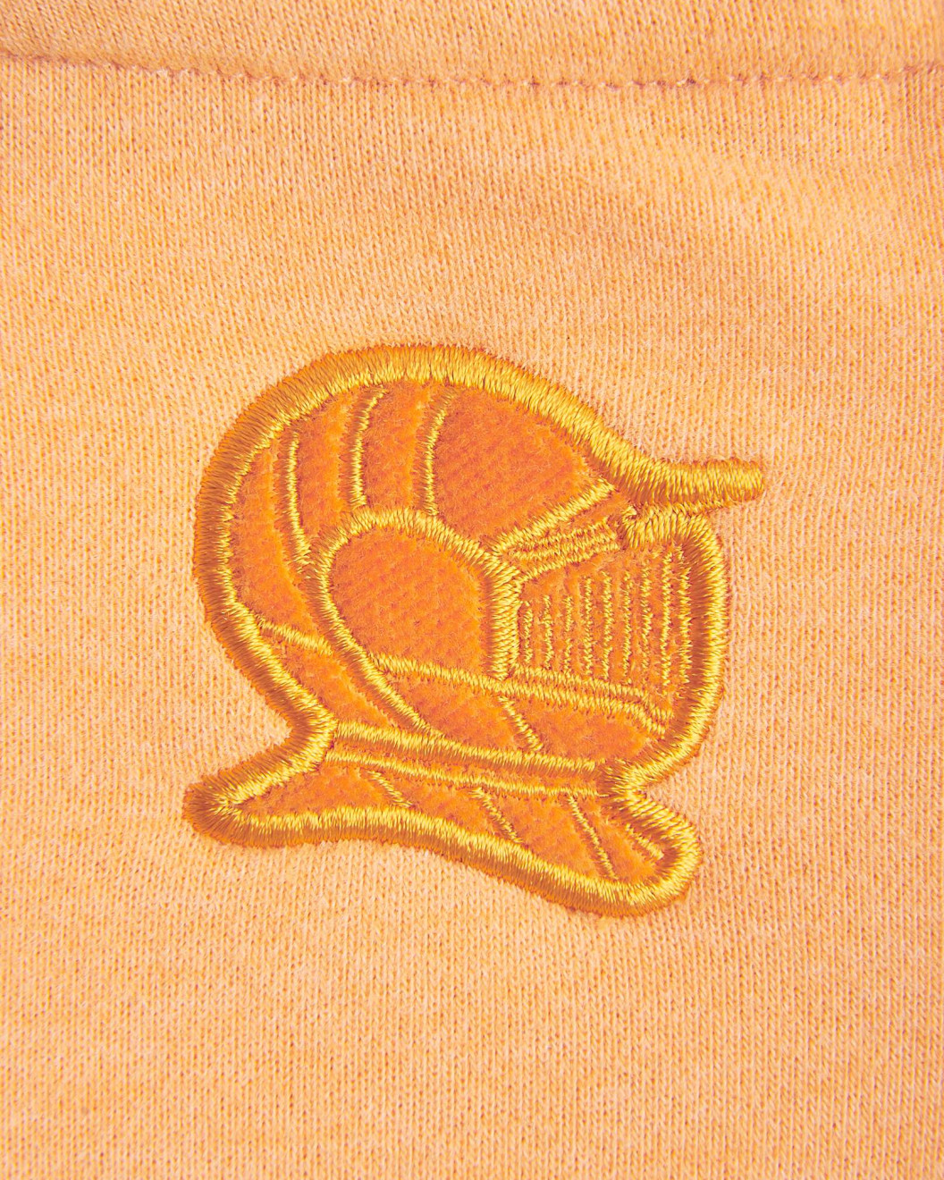 Mens, Pastel Orange Loop-Back Cotton Sweatshirt, with Casual Society Embossed Micro-Leather and Velvet Emroidery