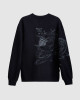 Men's Black Loop-Back Sweatshirt, with Casual Society Micro-Leather Applique Embossed Embroidery