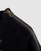 Men's Black Loop-Back Sweatshirt, with Casual Society Micro-Leather Applique Embossed Embroidery