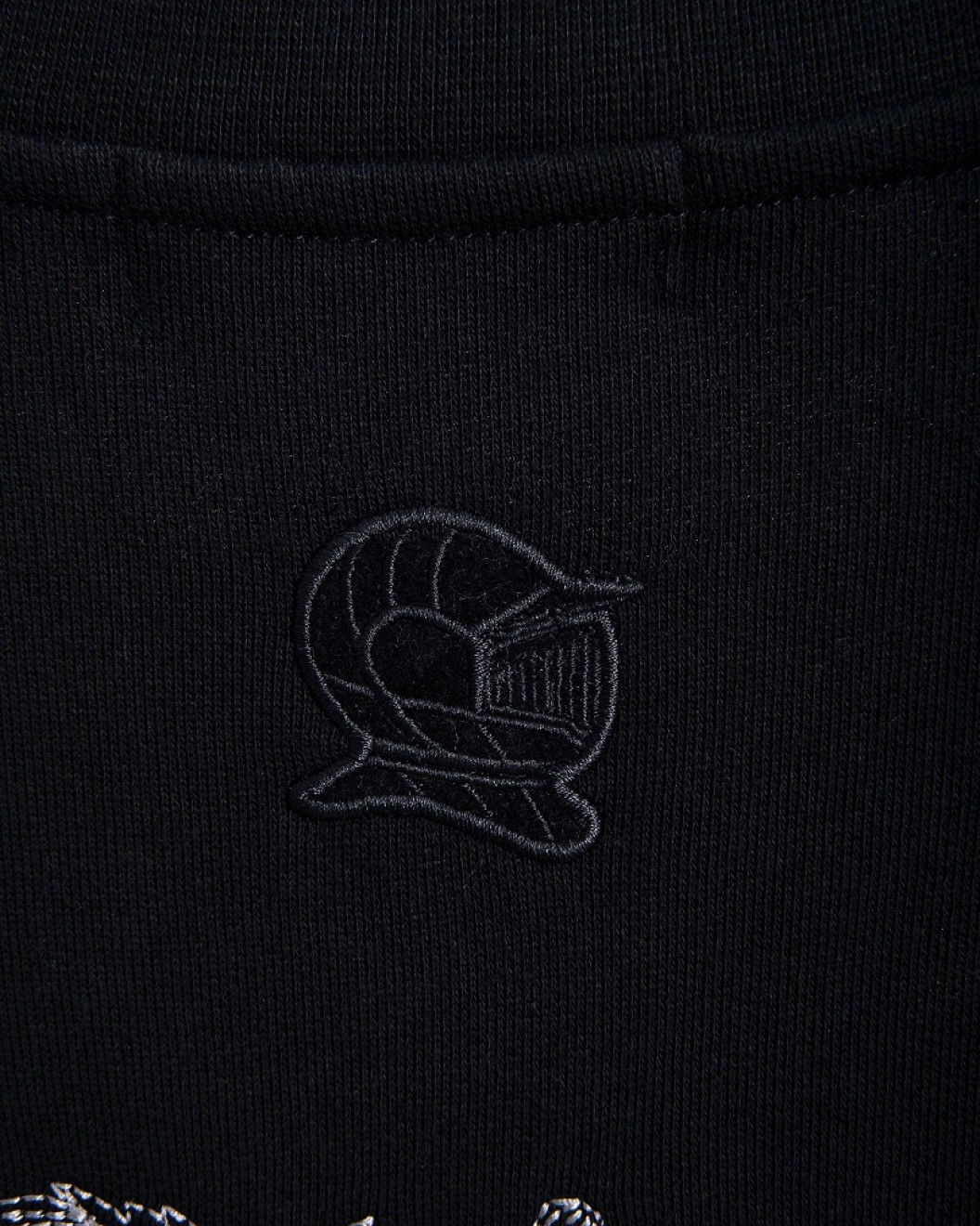 Men's Black Loop-Back Sweatshirt, with Casual Society Micro-Leather Applique Embossed Embroidery