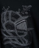 Men's Black Loop-Back Sweatshirt, with Casual Society Micro-Leather Applique Embossed Embroidery