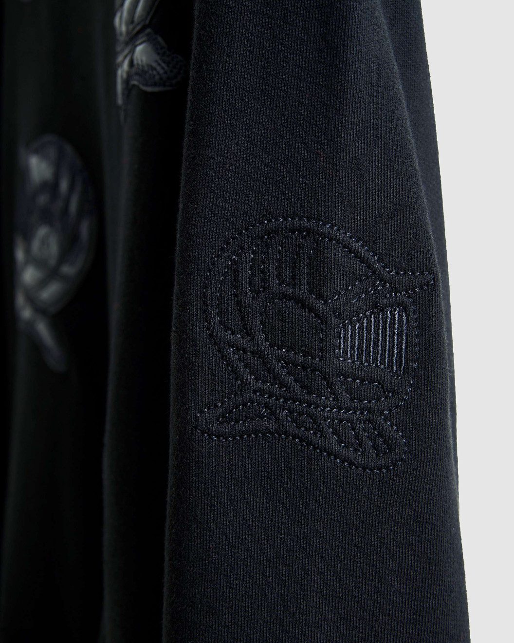 Men's Black Loop-Back Cotton Sweatshirt, with Casual Society Micro-Leather Embroidery