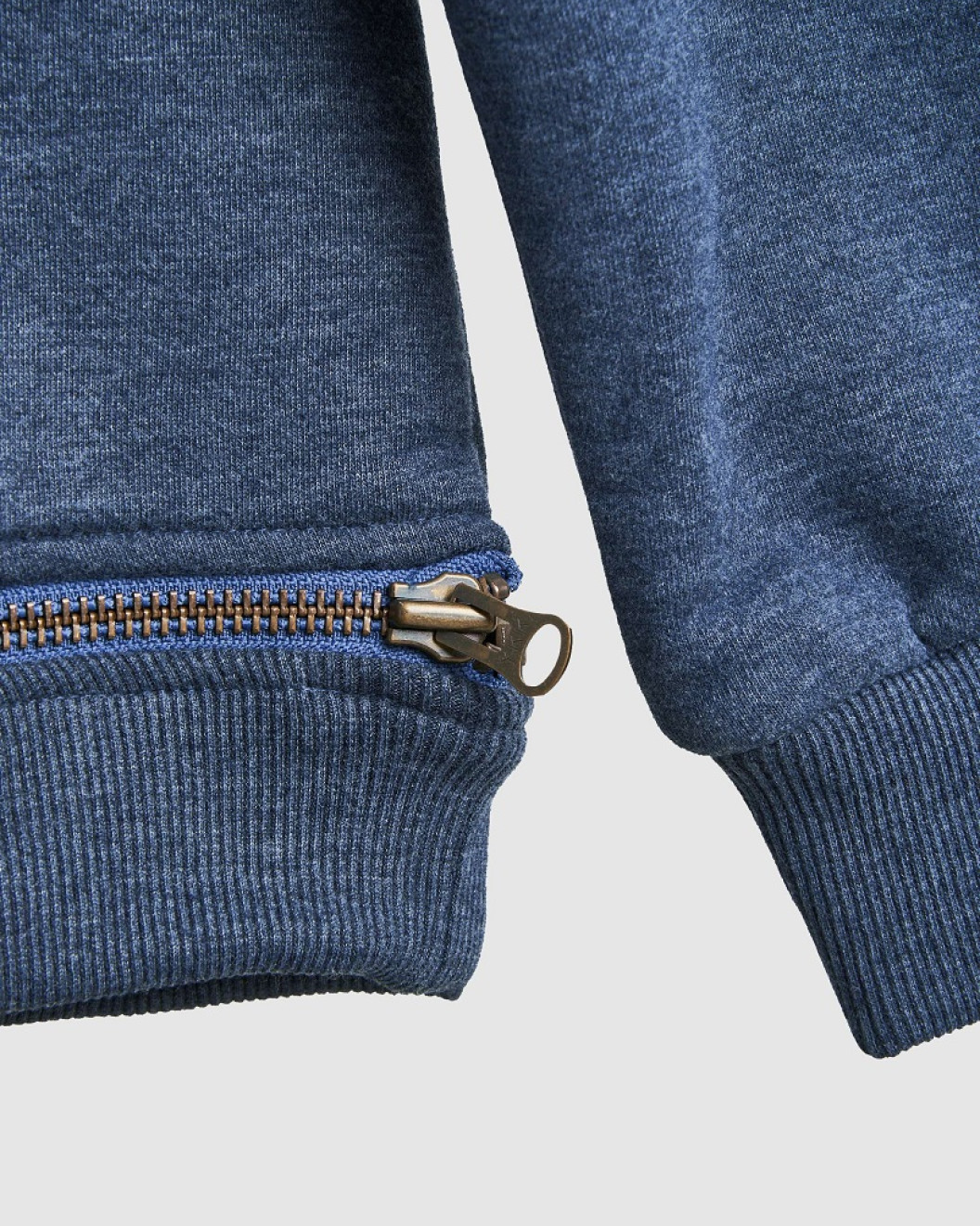 Men's Blue Loop-Back Cotton Sweatshirt, with Casual Society Micro-Leather Embroidery