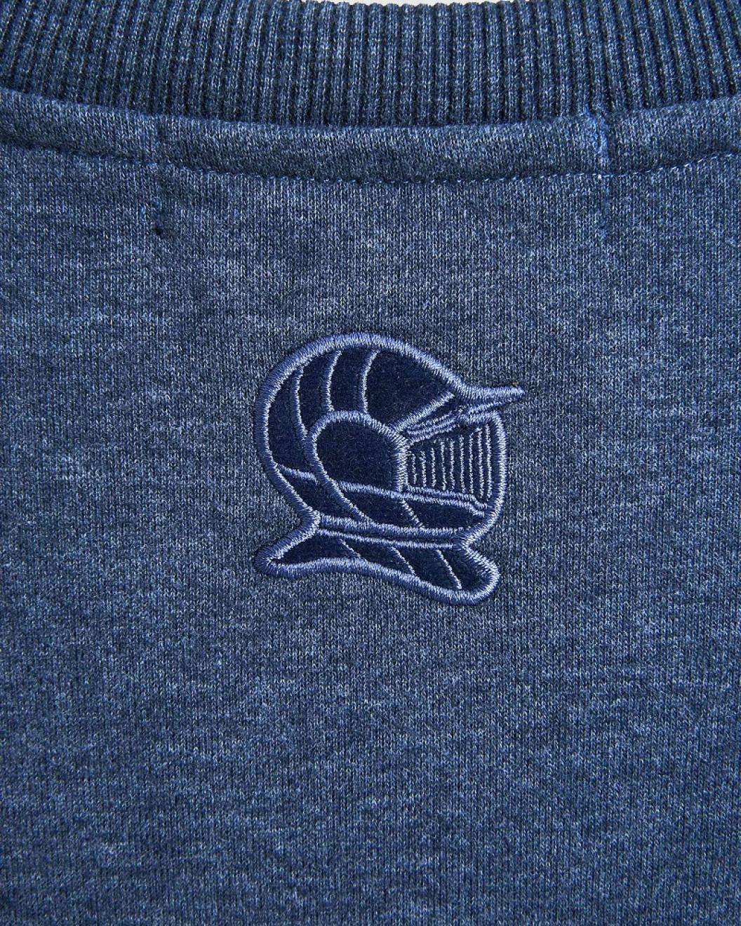 Men's Blue Loop-Back Cotton Sweatshirt, with Casual Society Micro-Leather Embroidery