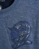 Men's Blue Loop-Back Cotton Sweatshirt, with Casual Society Micro-Leather Embroidery