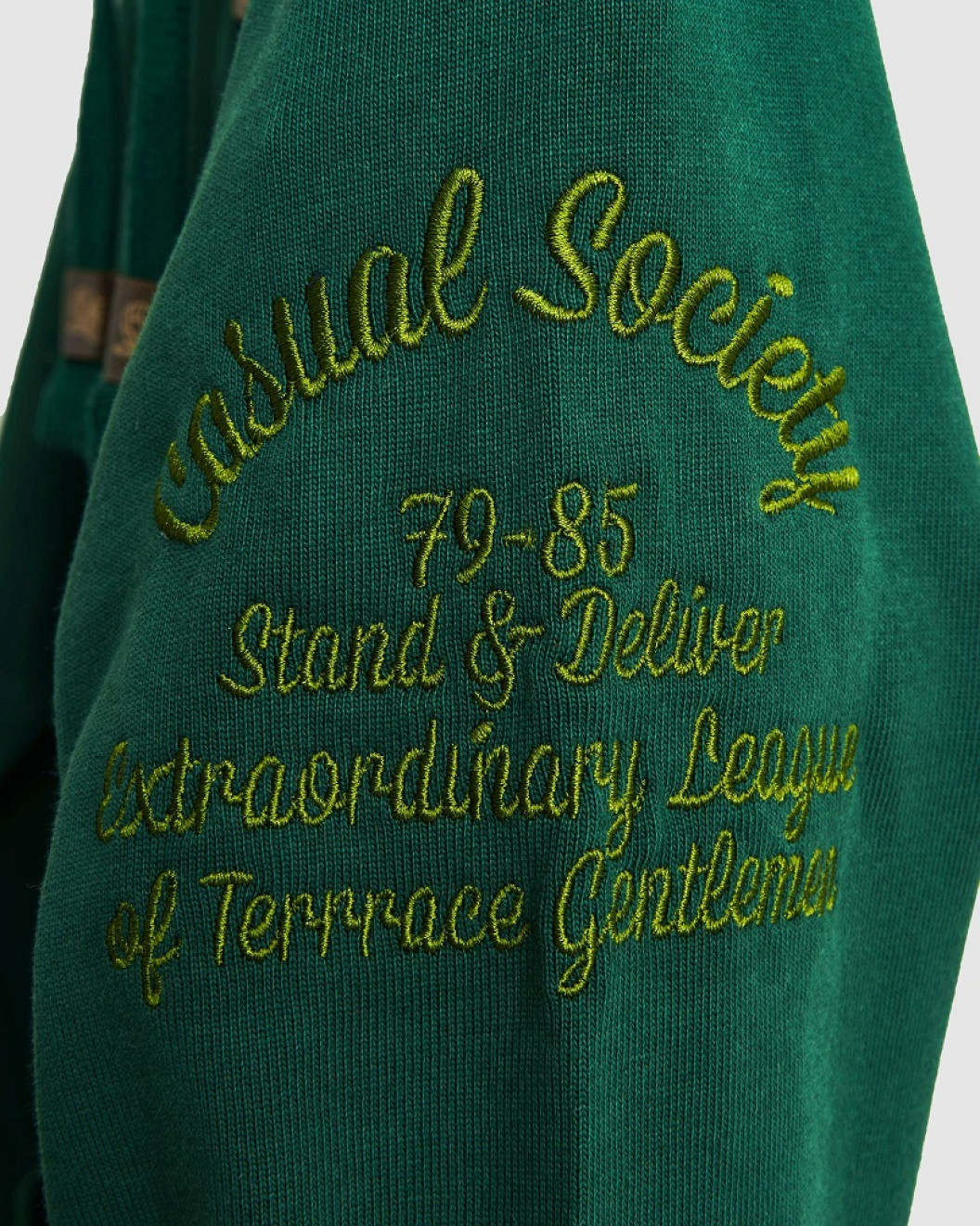 Men's Green Single Jersey Hoodie, with Casual Society Velvet Applique Embroidery