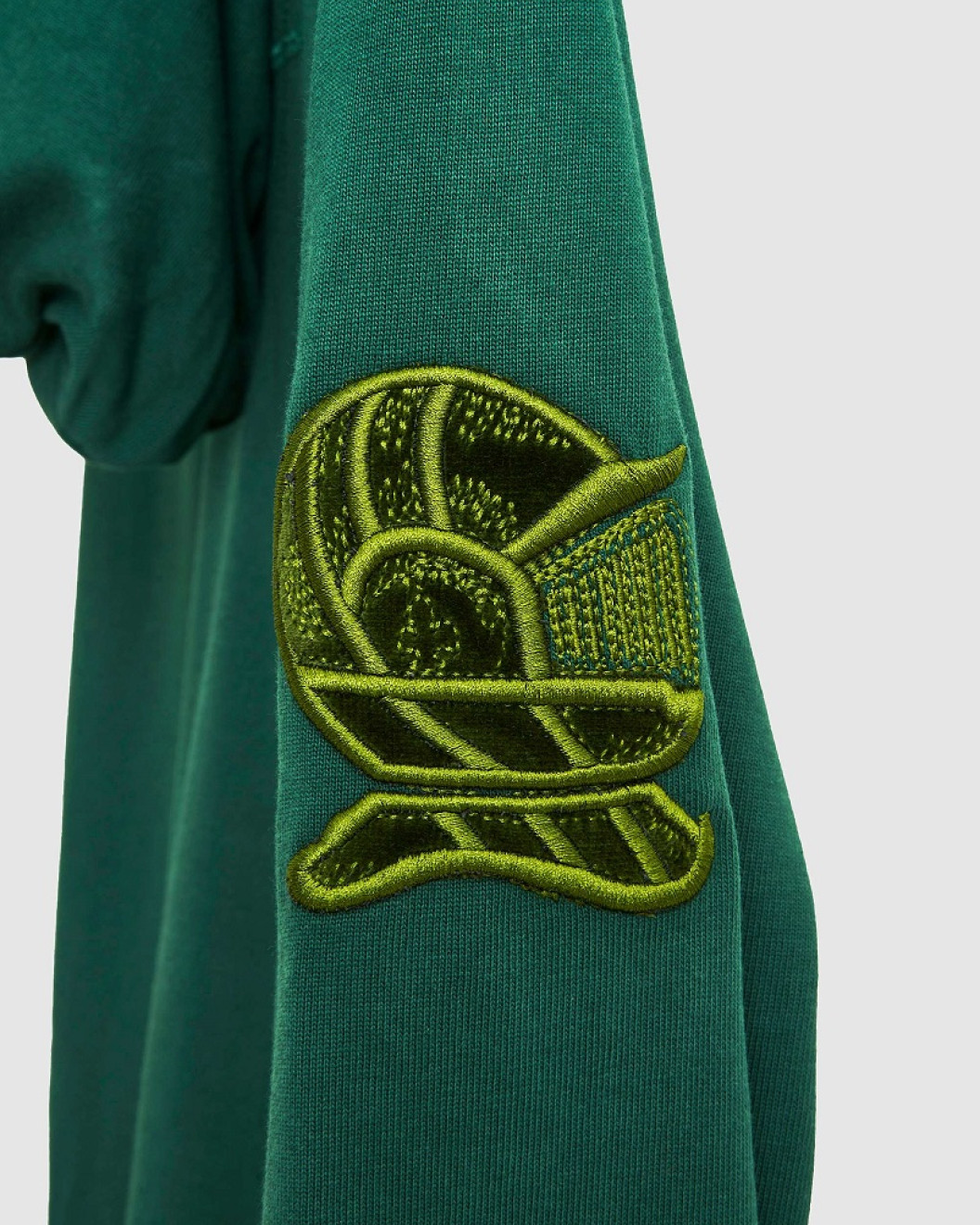 Men's Green Single Jersey Hoodie, with Casual Society Velvet Applique Embroidery