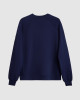 Men's Navy Loop-Back Cotton Sweatshirt, with Quilted Micro Leather and Velvet Applique Embroidery