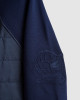 Men's Navy Loop-Back Cotton Sweatshirt, with Quilted Micro Leather and Velvet Applique Embroidery