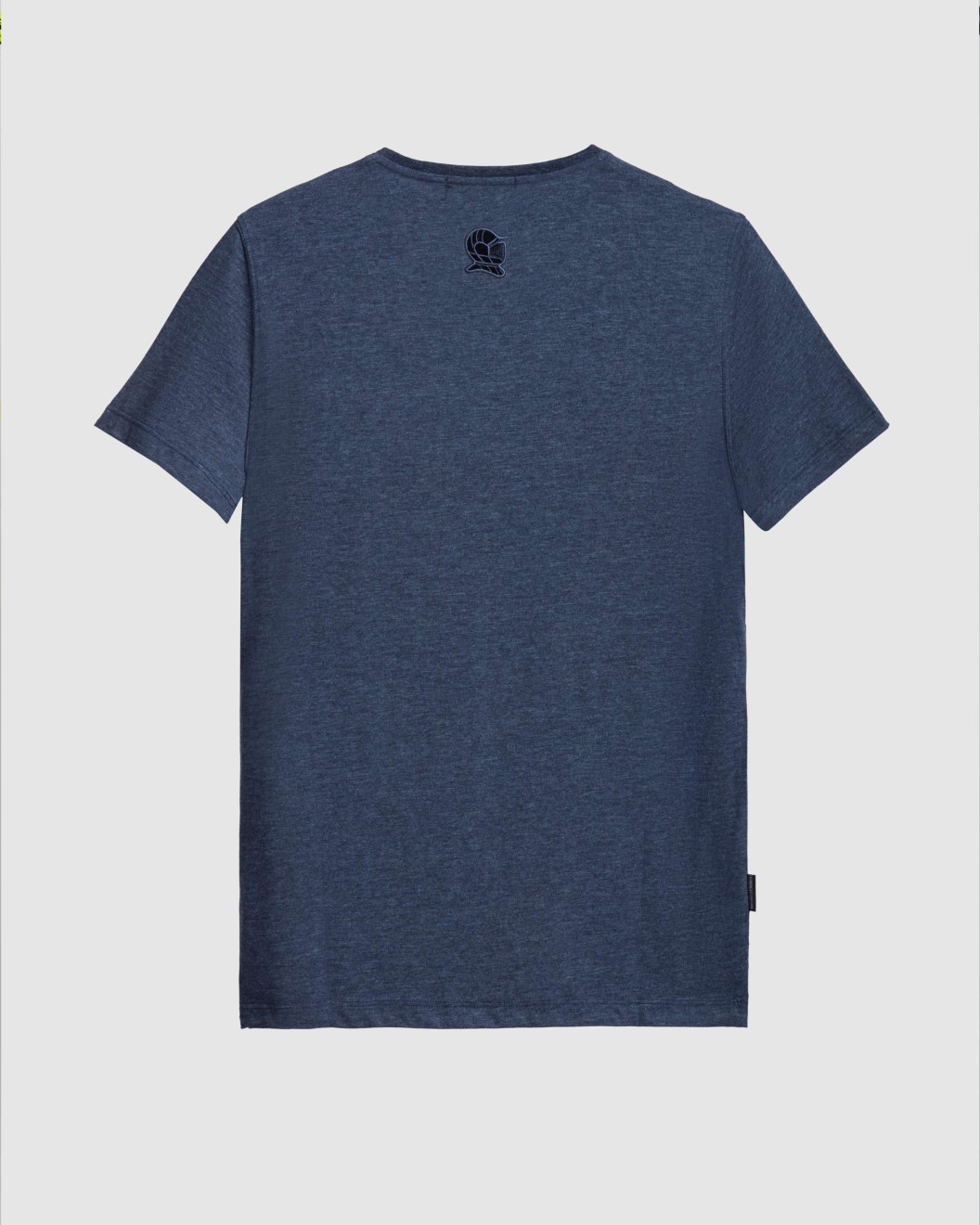 Men's Night Blue Cotton Melange T-Shirt, A Grade Rubberised Print with Velvet Logo Rear