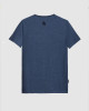 Men's Night Blue Cotton Melange T-Shirt, with A for Acid House Embossed Rubber Print, Embroidery Velvet Logo Rear