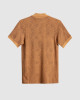 Men's Camel Pique Polo, with Antique Gate Print Featuring Casual Logo