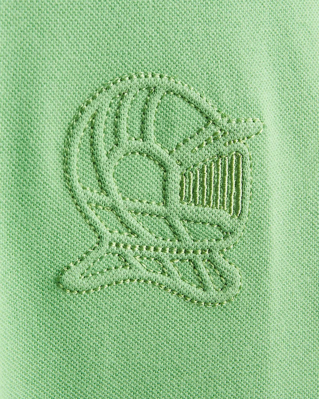 Men's Green Polo, with Contrast Geometric Panel and Casual Society Logo