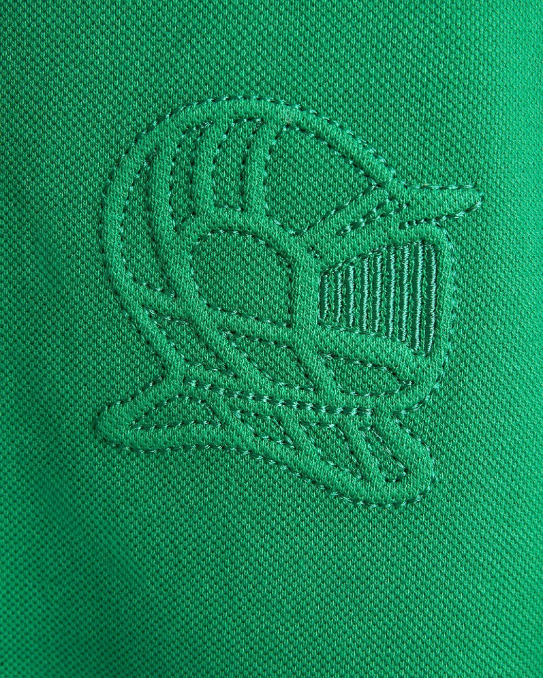 Men's Green Polo, with Geometric Panel and Casual Society Logo