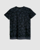 Men's Black Jersey T-shirt, Autumn Leaves Print & Shadow Contrast layered Waist