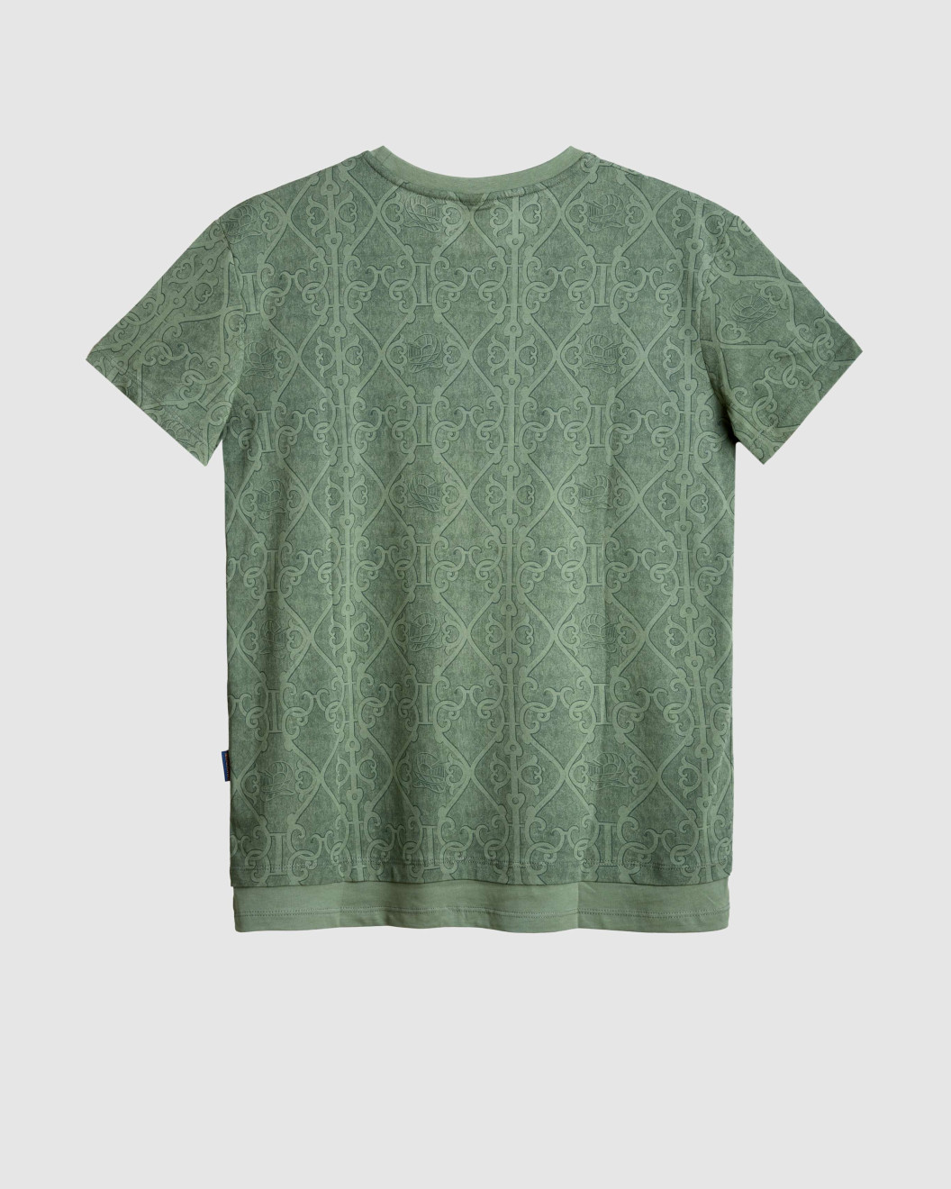 Men's Olive Green Jersey T-Shirt, Feat Casual Society Barouque Geometric All-Over Print