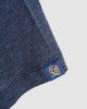 Men's Night Blue Cotton Melange T-Shirt, with Classic Casual Society Logo, Black Flock Print & Velvet Embroiery Logo Rear