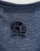 Men's Night Blue Cotton Melange T-Shirt, with Classic Casual Society Logo, Black Flock Print & Velvet Embroiery Logo Rear