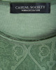 Men's Olive Green Cotton Henley Shirt, with Antique Barouque All-over Print on Front Panel