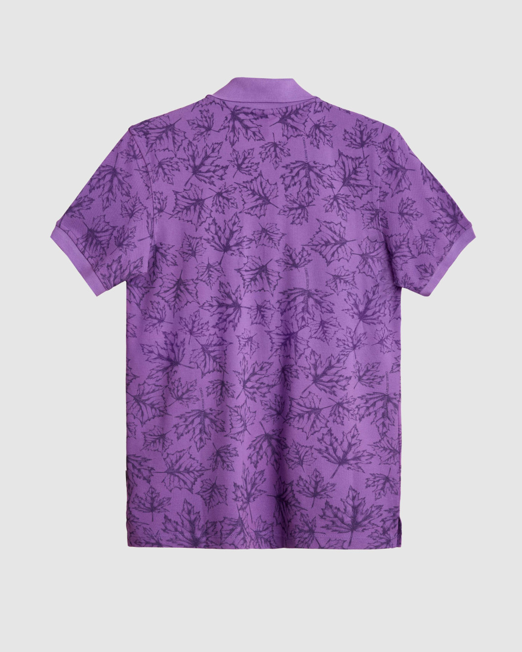 Men's Violet Pique Polo, with Autumn Leaves Print and Casual Society Logo