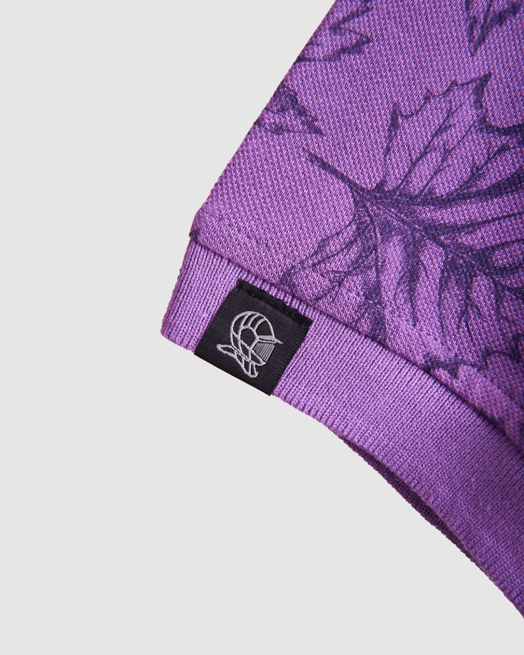 Men's Violet Pique Polo, with Autumn Leaves Print and Casual Society Logo