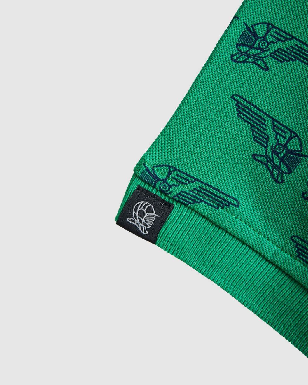 Men's Pastel Green Pique Polo, with Angelic Templar Print and Casual Society Logo