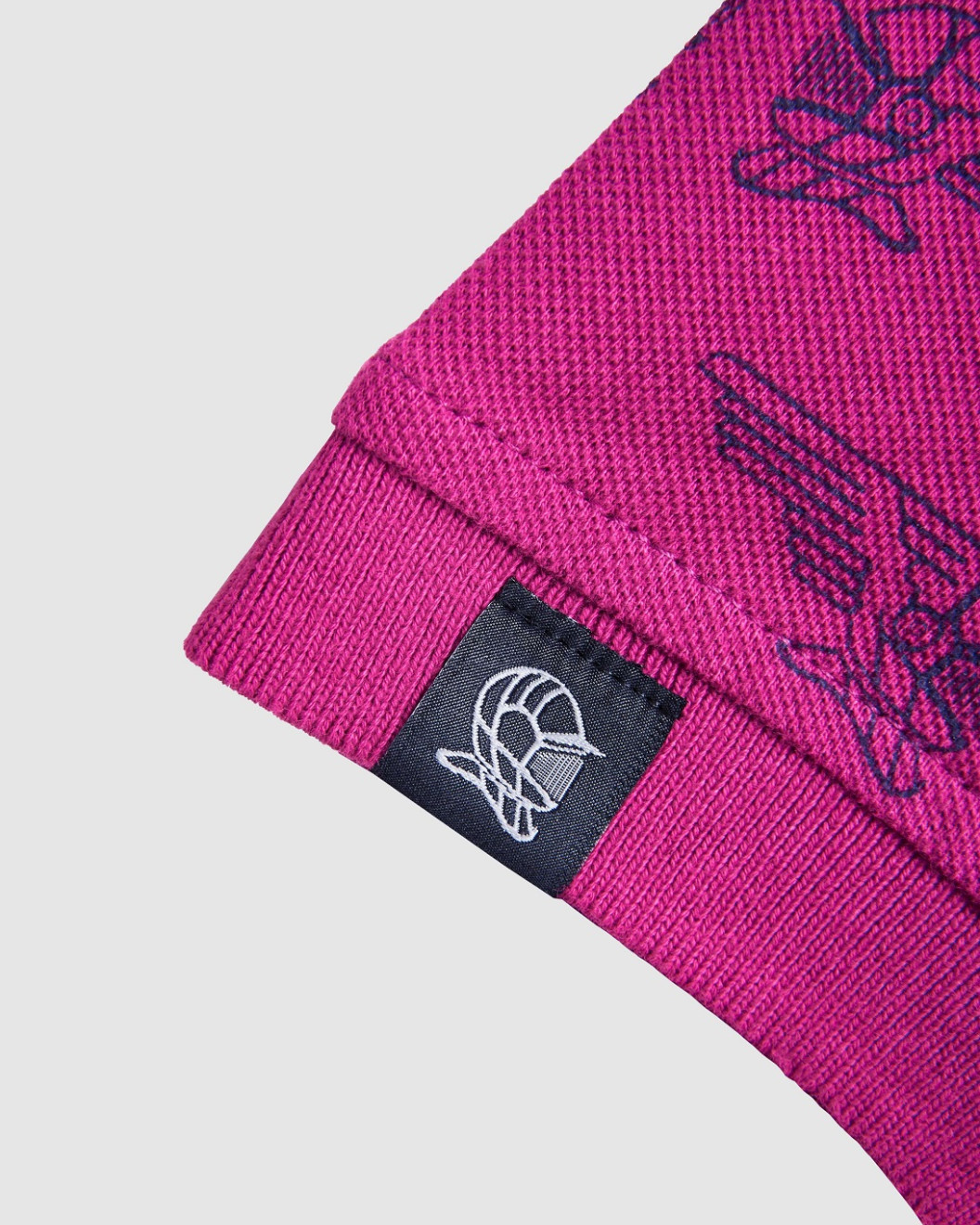 Men's Fuschia Pink  Pique Polo, with Angelic Templar Print and Casual Society Embossed Logo