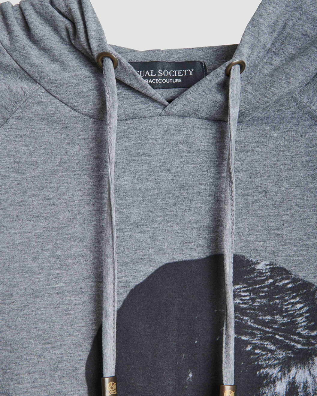 Men's Grey Hooded Cotton Henley Shirt, with Jimmy, Quadrophenia Film Set Print, with Embossed Embroidery Logo