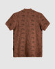 Men's Brown Pique Polo, with Soho 1964 all-over Paisley Print