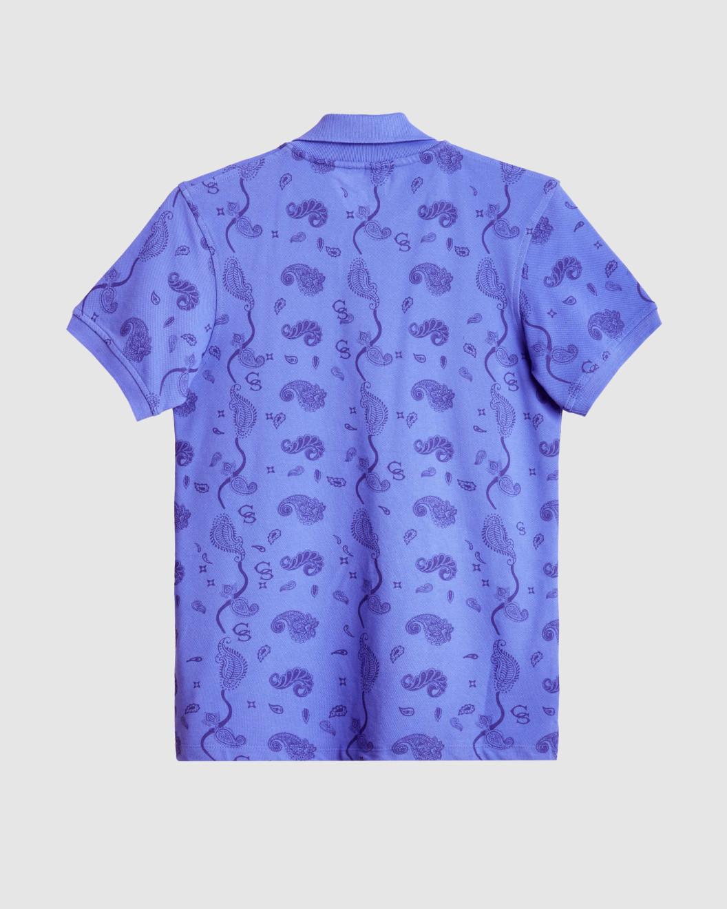 Men's Blue Pique Polo, with Soho 1964 all-over Paisley Print