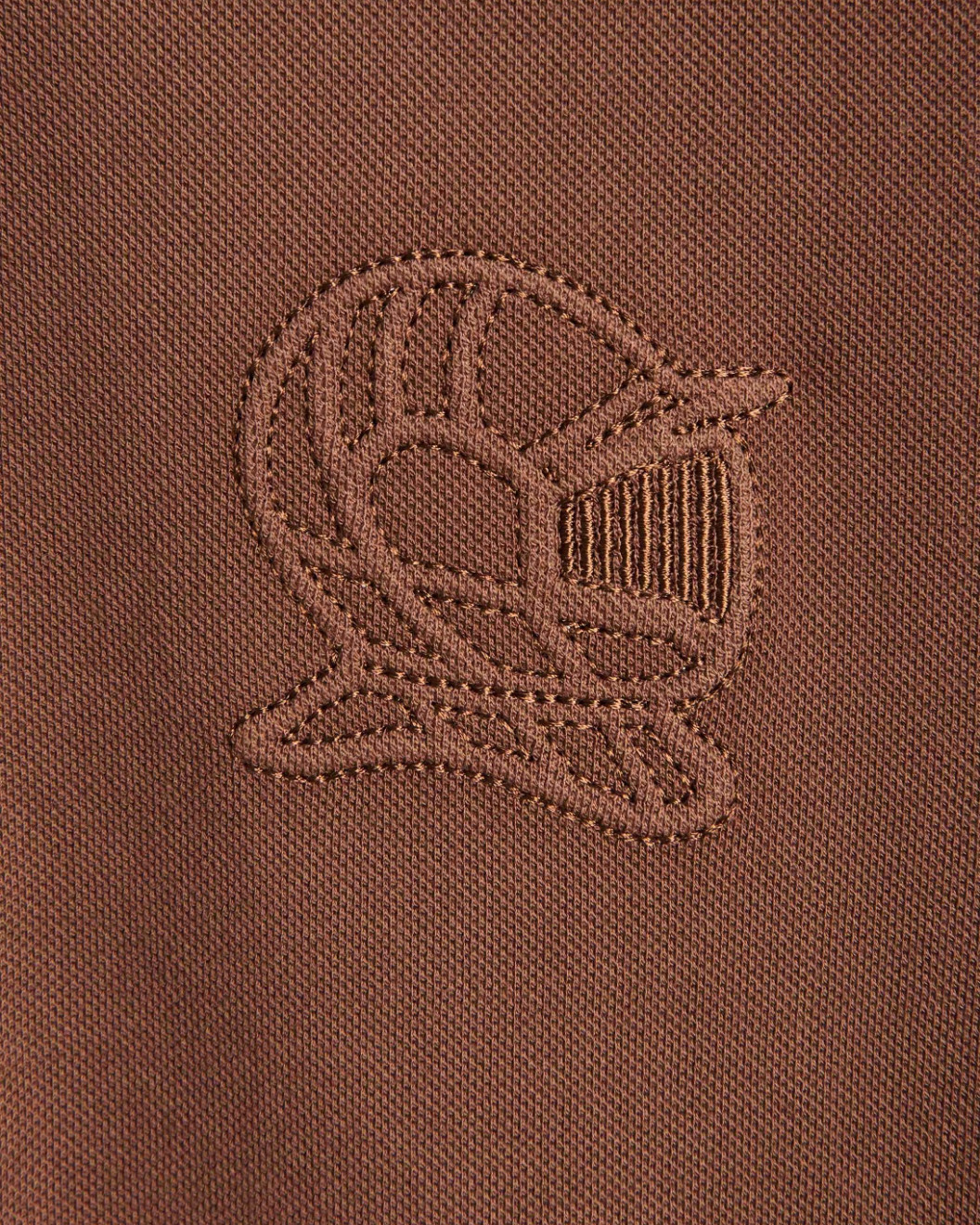 Men's Camel Polo, with Brown Contrast Geometric Panel and Casual Society Logo