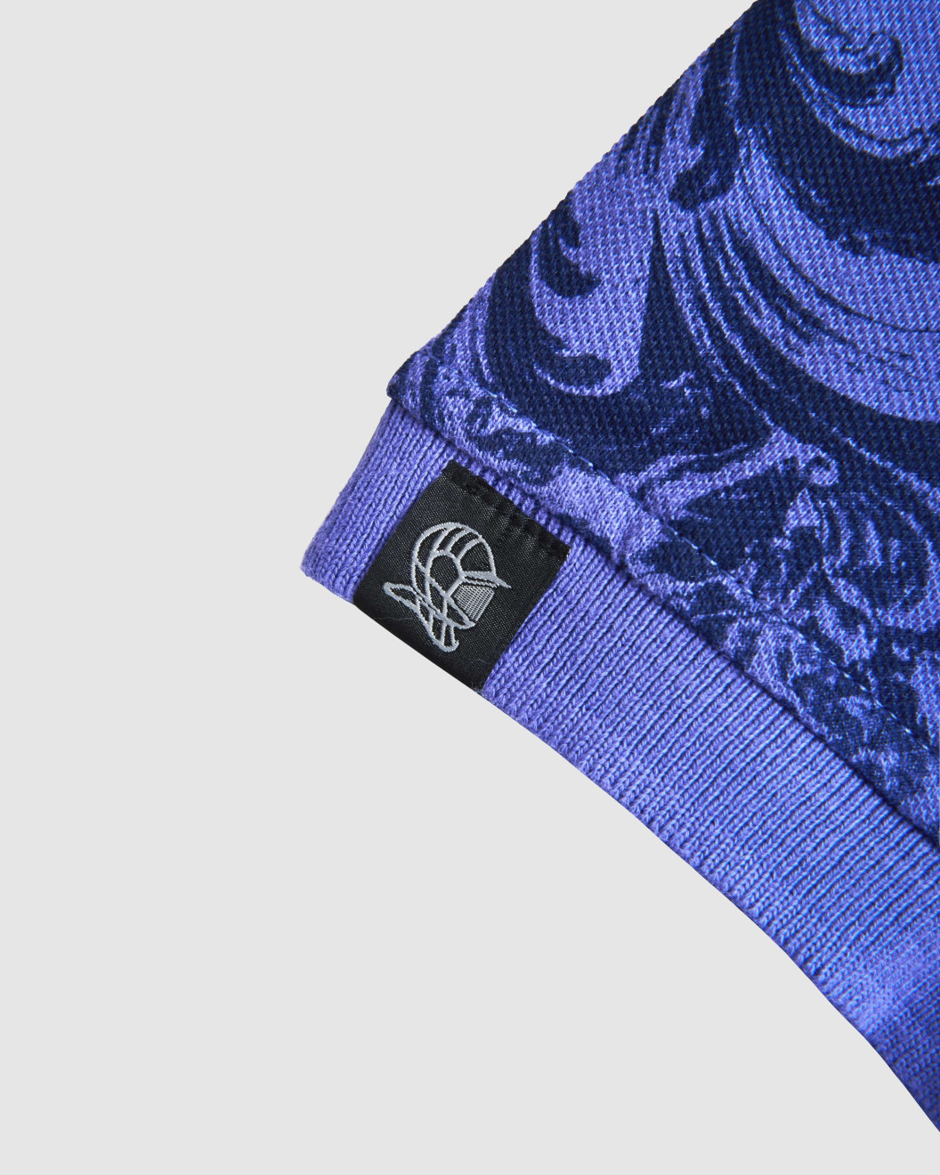 Men's Blue Polo, with Baroque Wall Paper Print and Embossed Casual Society Logo