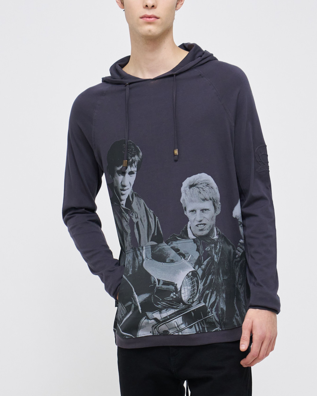 Men's Cobalt Grey, Hooded Henley, Phil Daniels - Quadrophenia Print & Casual Society Logo