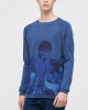 Men's Hazel Blue Henley Shirt, with Jimmy - Phil Daniels Quadrophenia Print, with Embossed Embroidery Logo 