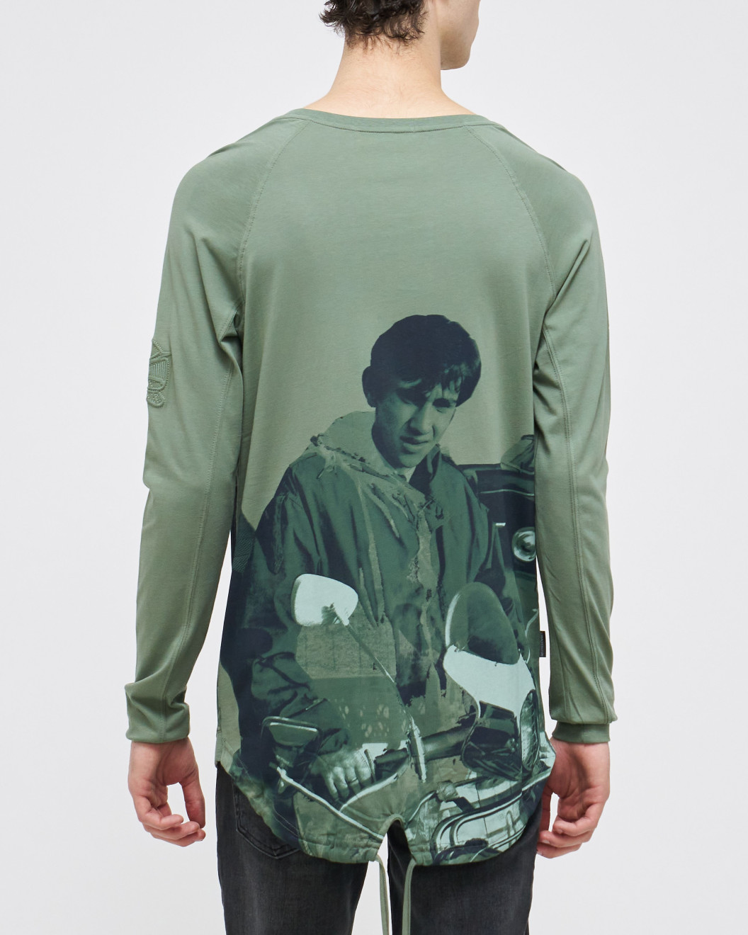 Men's Olive Henley Shirt, with Jimmy - Phil Daniels Quadrophenia Print, with Embossed Embroidery Logo  