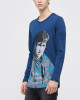 Men's Hazel Blue, Cotton Henley Shirt, with Jimmy Quadrophenia, Paisley Parka in Flock Print