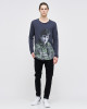 Men's Anthracite Grey, Melange Henley Shirt, with Jimmy Quadrophenia, Paisley Parka in Flock Print